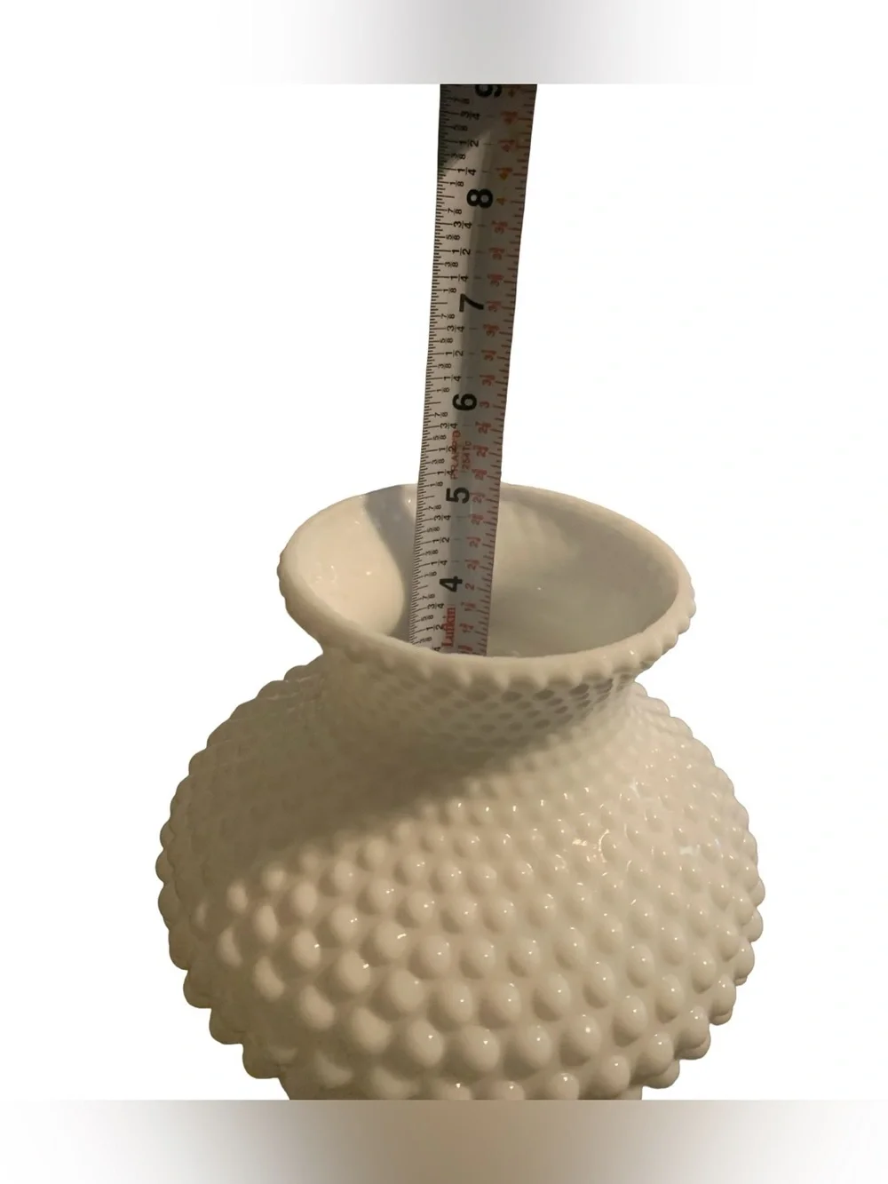 vintage white milk glass lamp shade featuring a textured hobnail pattern 5”